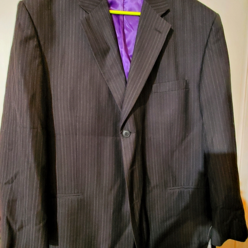 Mens dress jacket this jacket is  black  or a dark dark blue with a grey stipe